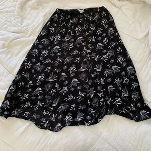 Midi black floral skirt